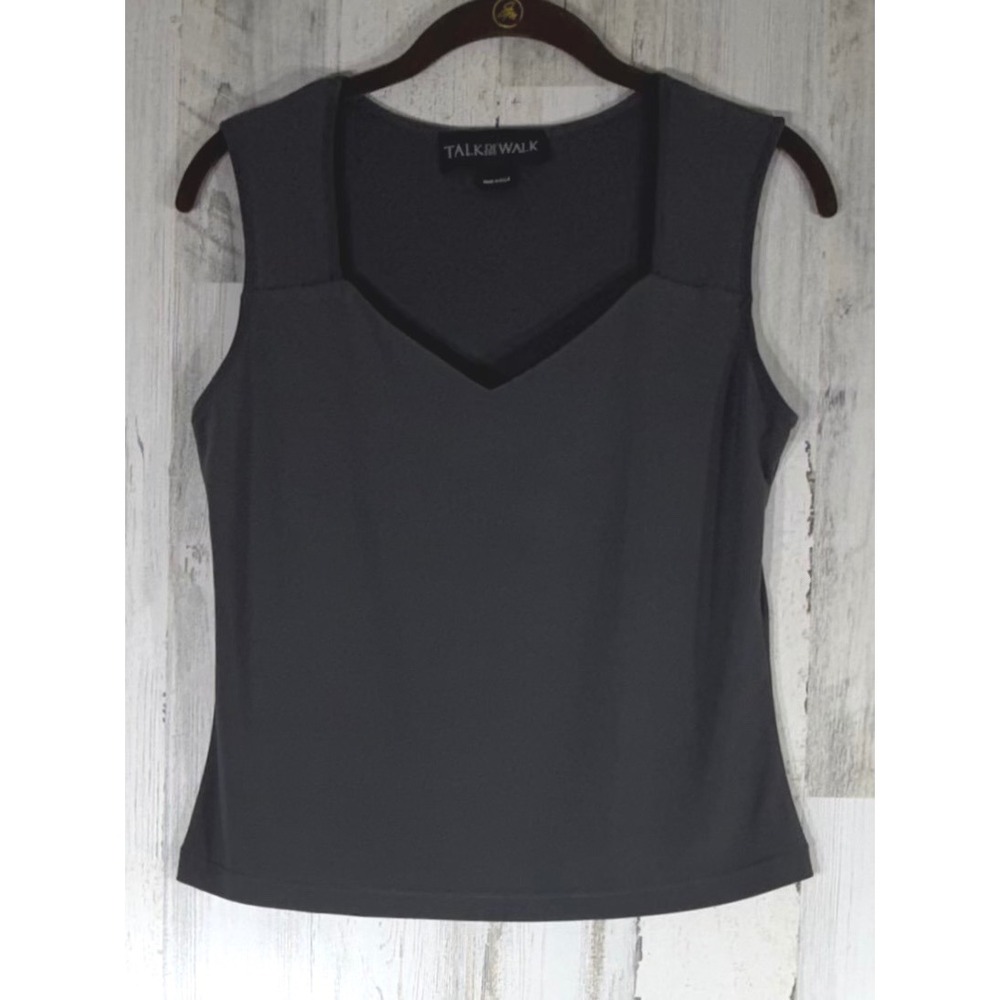Talk of the‎ Walk Top Shell Size XS Gray Sweetheart Neck Sleeveless Stretch READ